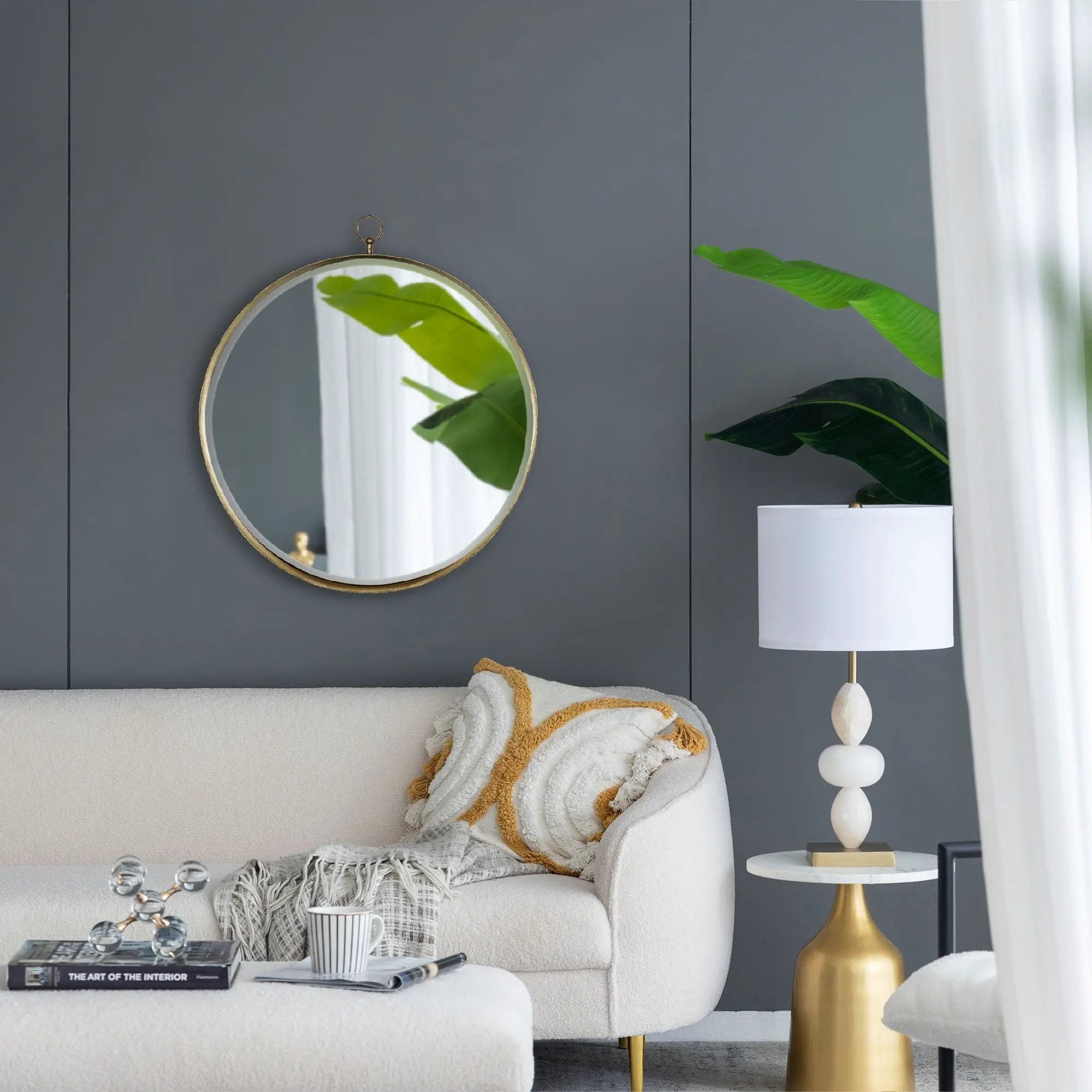 Round Mirror, Circle Mirror With Iron Frame For Living Room Bedroom Vanity Entryway, Hallway by HouseOfZazla