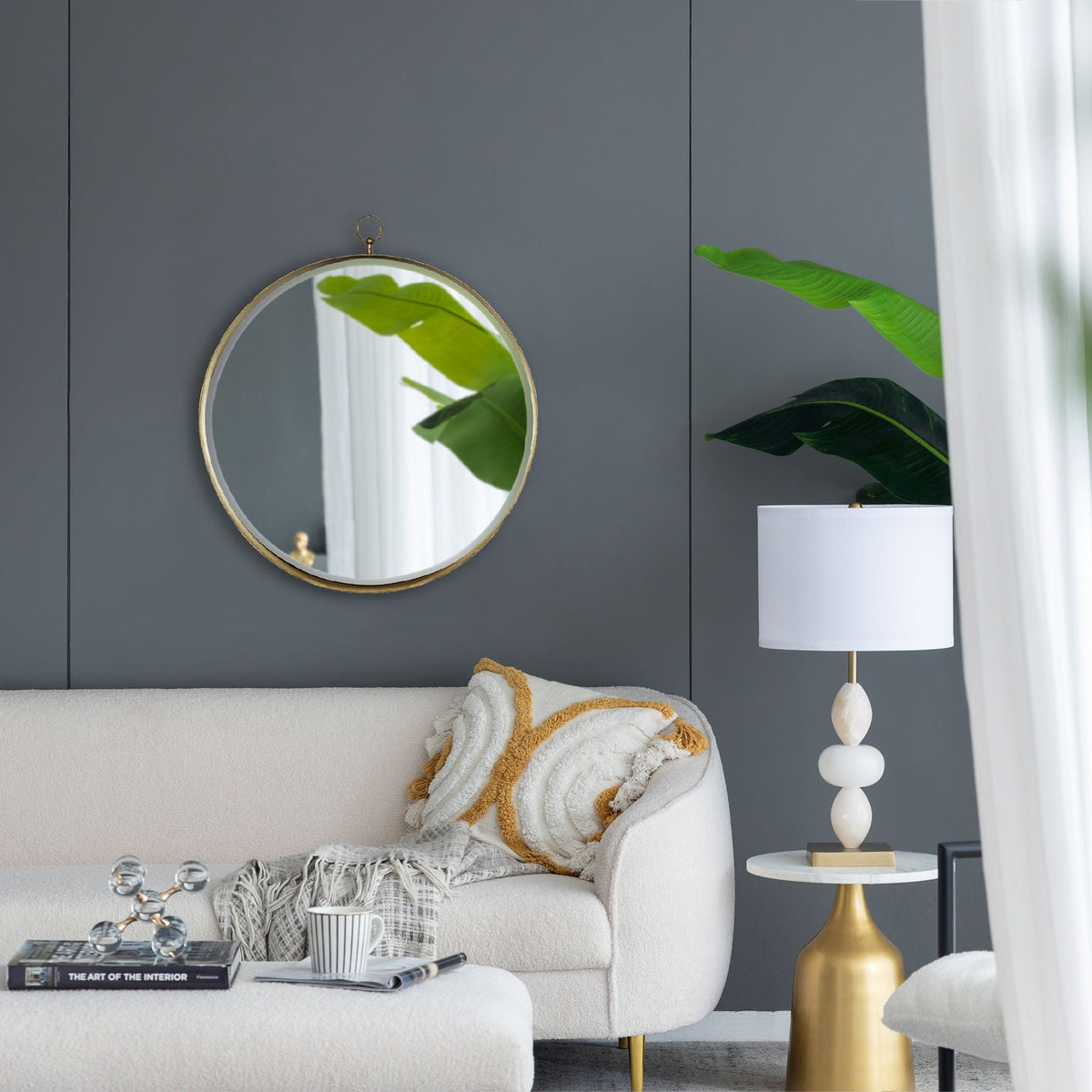 Round Mirror with Iron Frame - Gray, photo 6 of 7