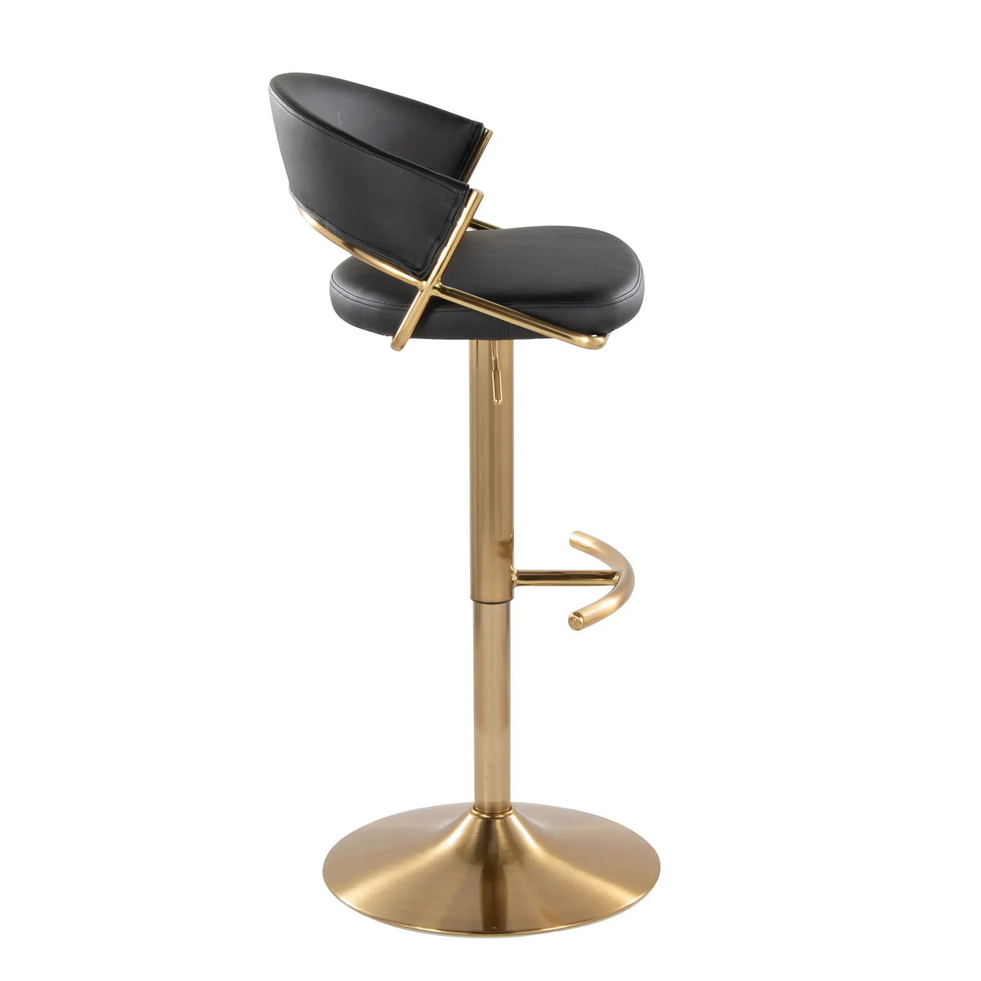 Jie - Contemporary Adjustable Barstool With Swivel With Rounded T Footrest (Set of 2) by HouseOfZazla