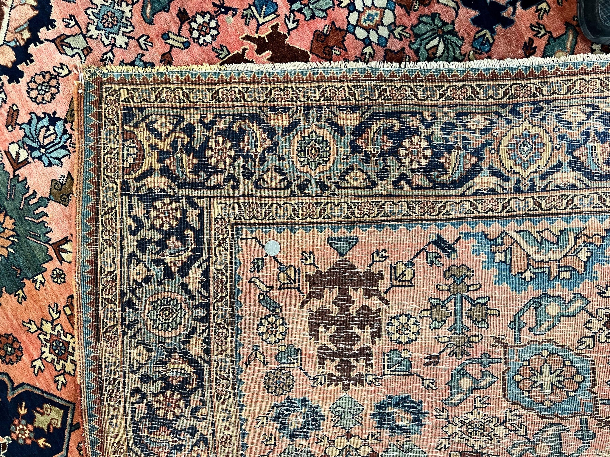 Rare Persian Sarouk Farahan Rug 9x15 – Antique Wool Carpet, Signed By Master Weaver by Jewel Rugs