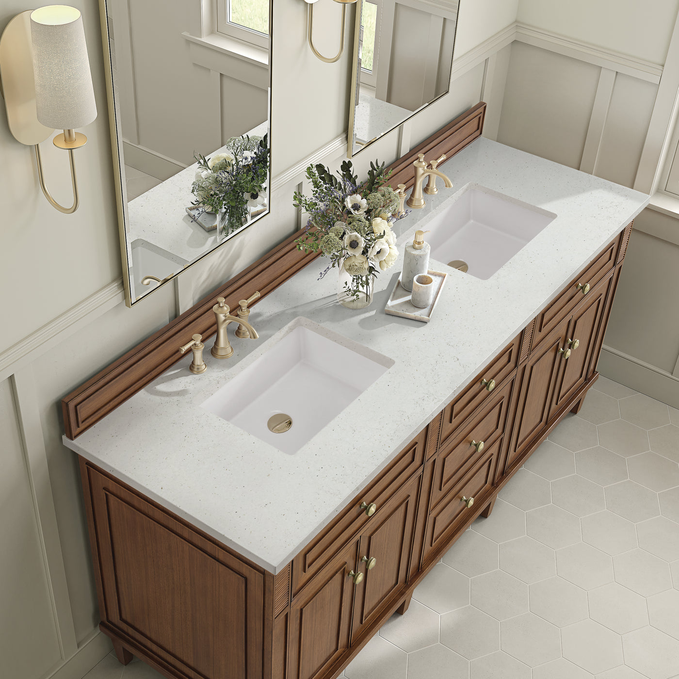 James Martin Lorelai 72" Double Bathroom Vanity, Mid-Century Walnut by James Martin