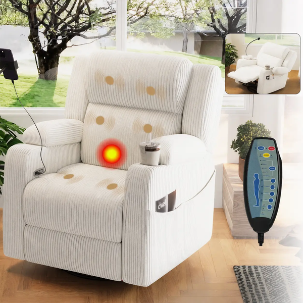 Electric Power Recliner Chair with Heat and Massage