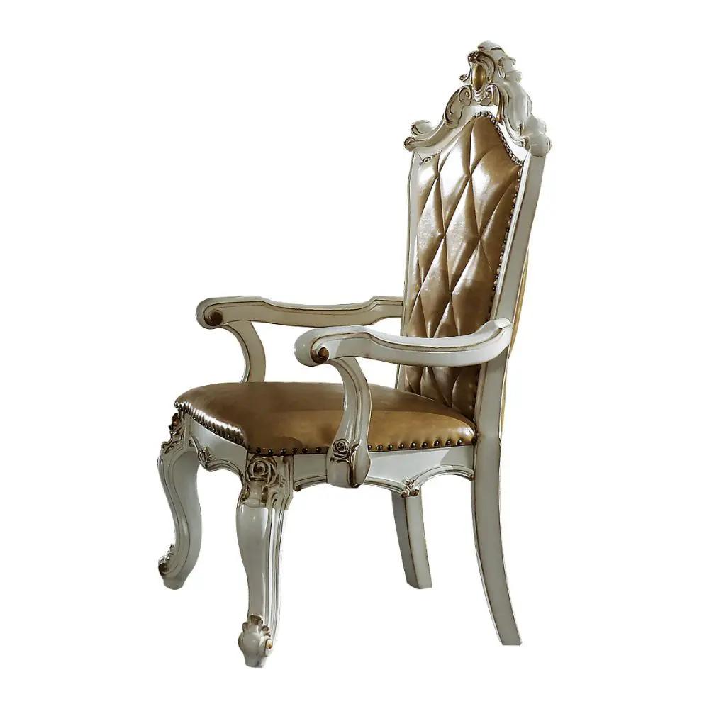 Picardy - Arm Chair (Set of 2) - Butterscotch Synthetic Leather & Antique Pearl by Unique Piece Furniture