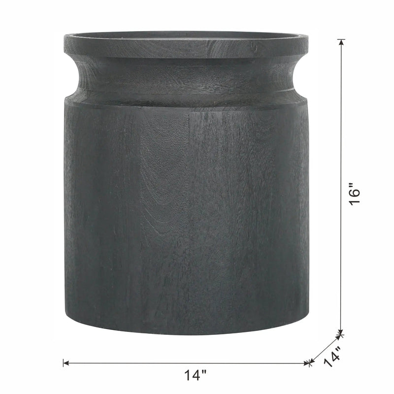 Black Wooden Cylinder Side Table by HouseOfZazla