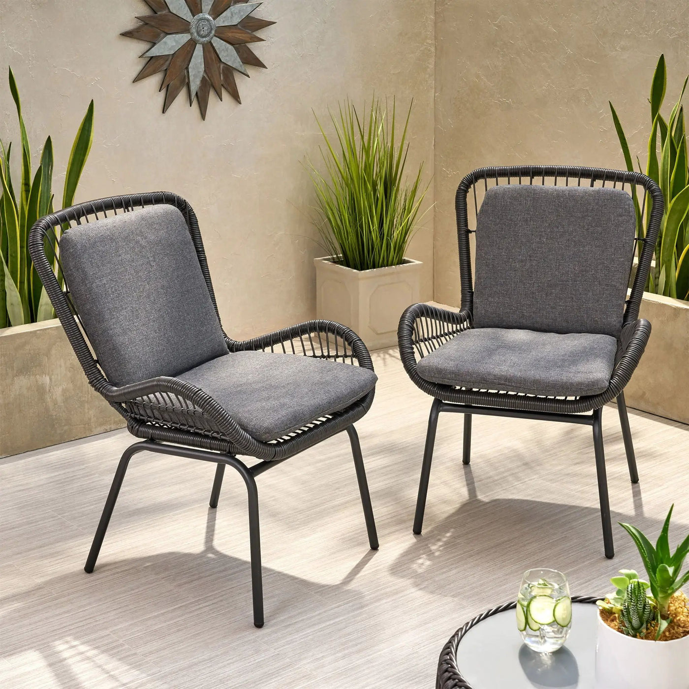 Outdoor Wicker Club Chair With Cushions (Set of 2) by HouseOfZazla