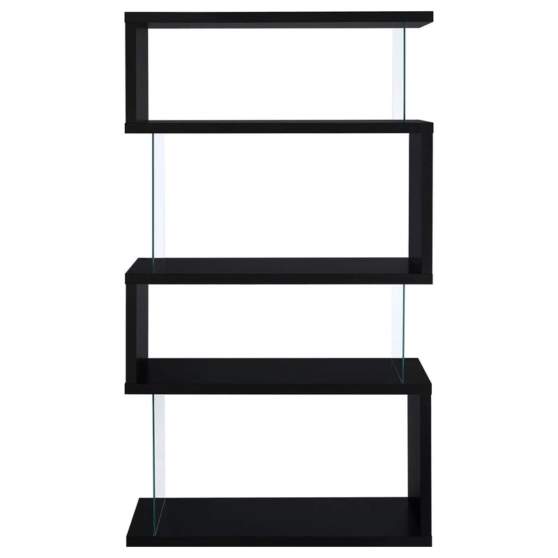 Emelle 63-inch 4-shelf Glass Panel Bookshelf Black by Unique Piece Furniture