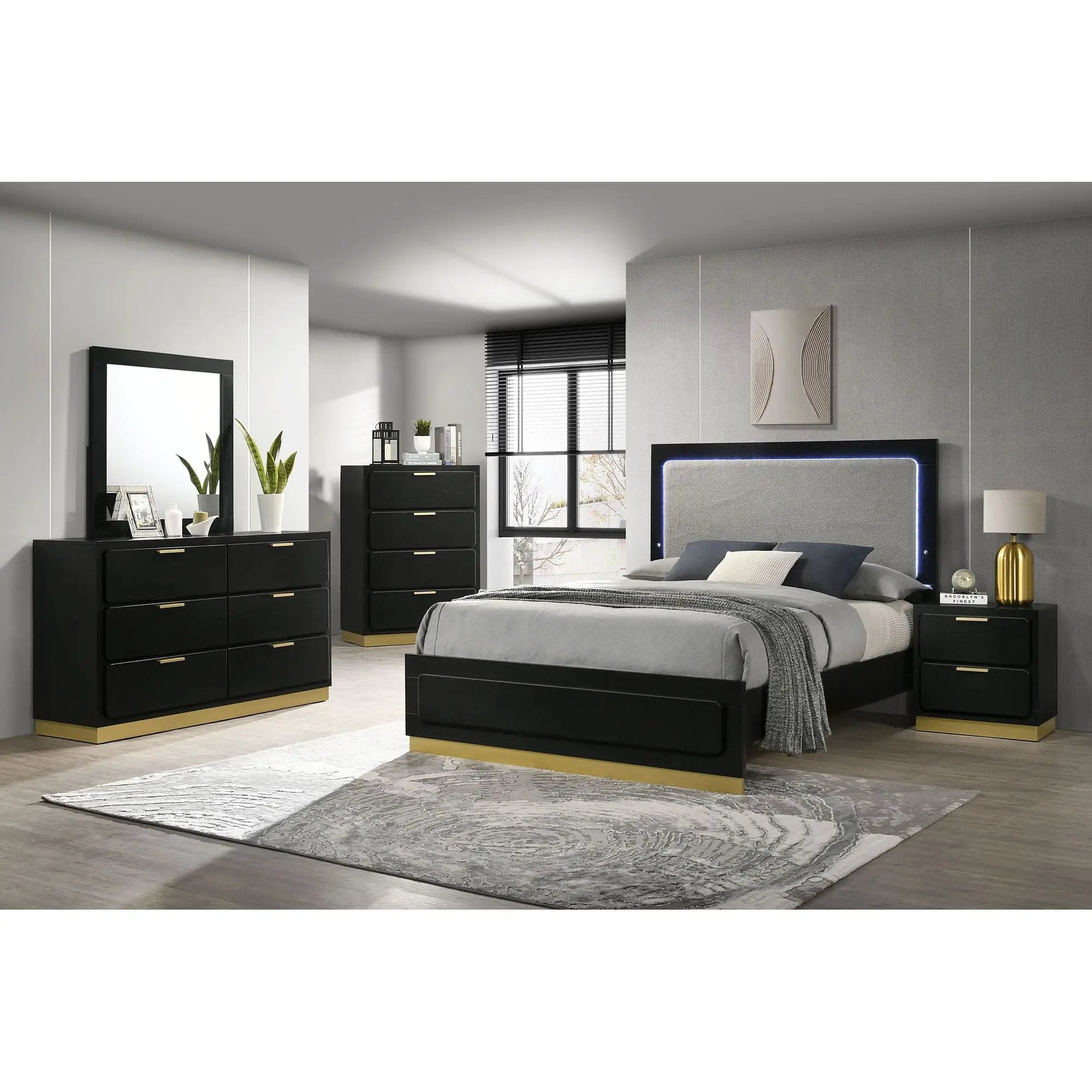 Sophia - Panel Bed With LED Headboard