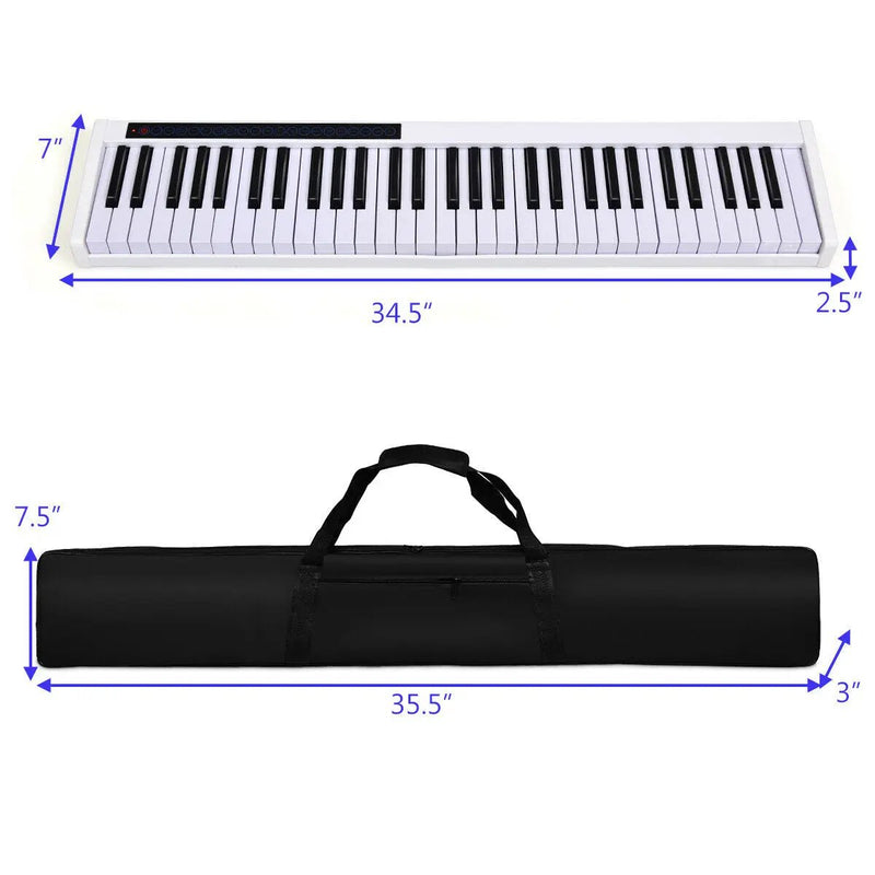61-Key Portable Digital Stage Piano with Carrying Bag-White by DirectDeals