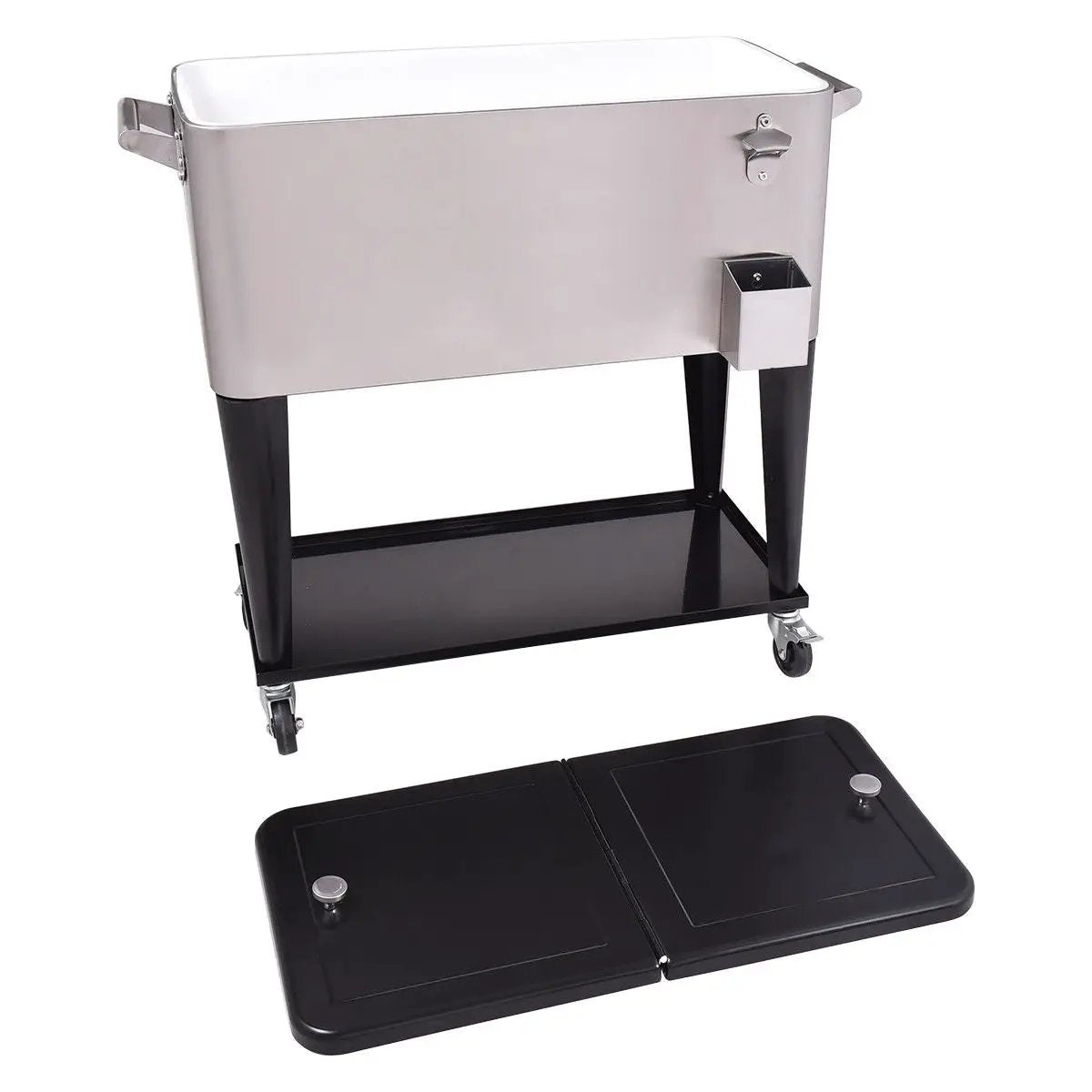 80 Quart Patio Rolling Stainless Steel Ice Beverage Cooler by DirectDeals