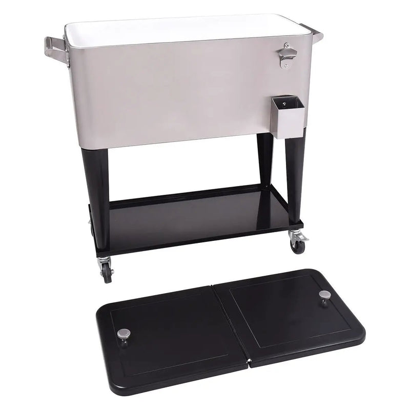80 Quart Patio Rolling Stainless Steel Ice Beverage Cooler by DirectDeals