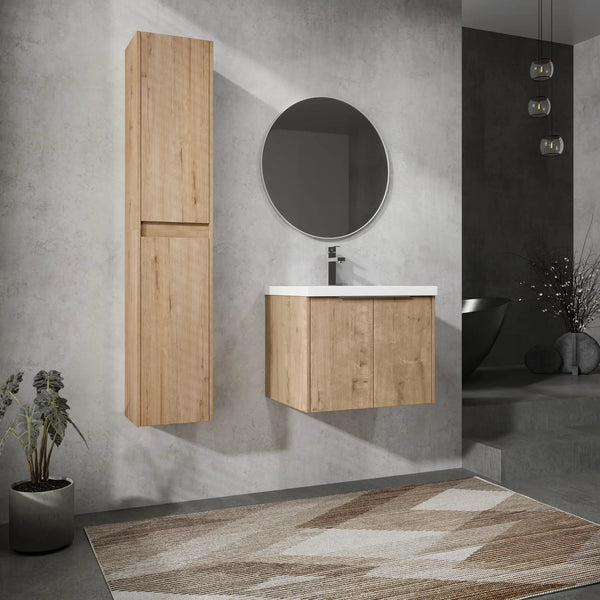 24" Wall-Mounted Bathroom Vanity With Sink and Side Cabinet, photo 2 of 10