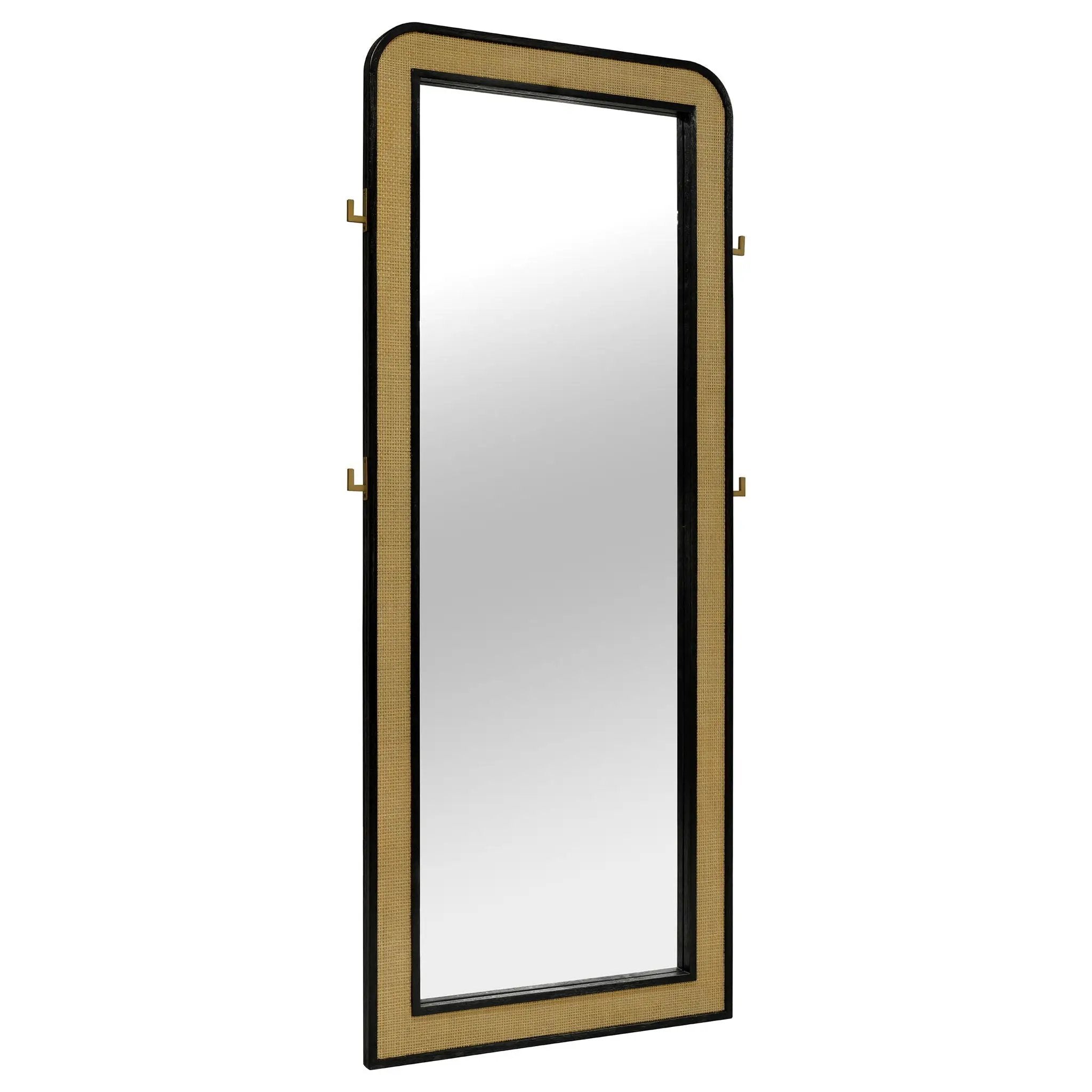 Arini Cane Weave Full Length Standing Floor Mirror Black by Unique Piece Furniture