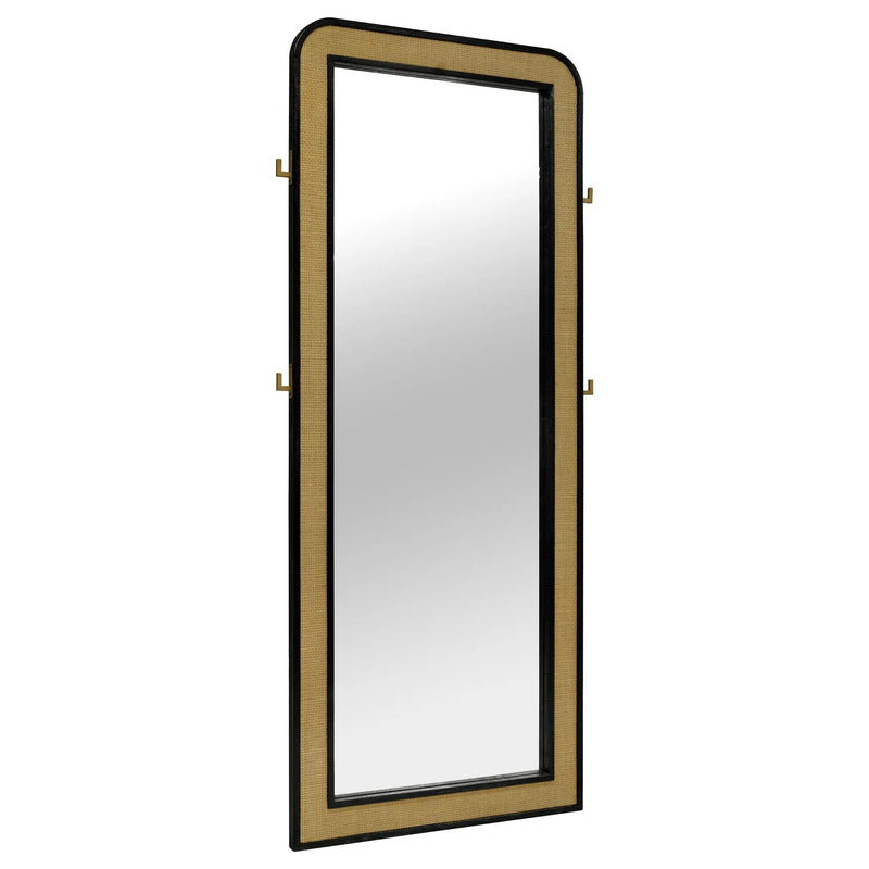 Arini Cane Weave Full Length Standing Floor Mirror Black by Unique Piece Furniture