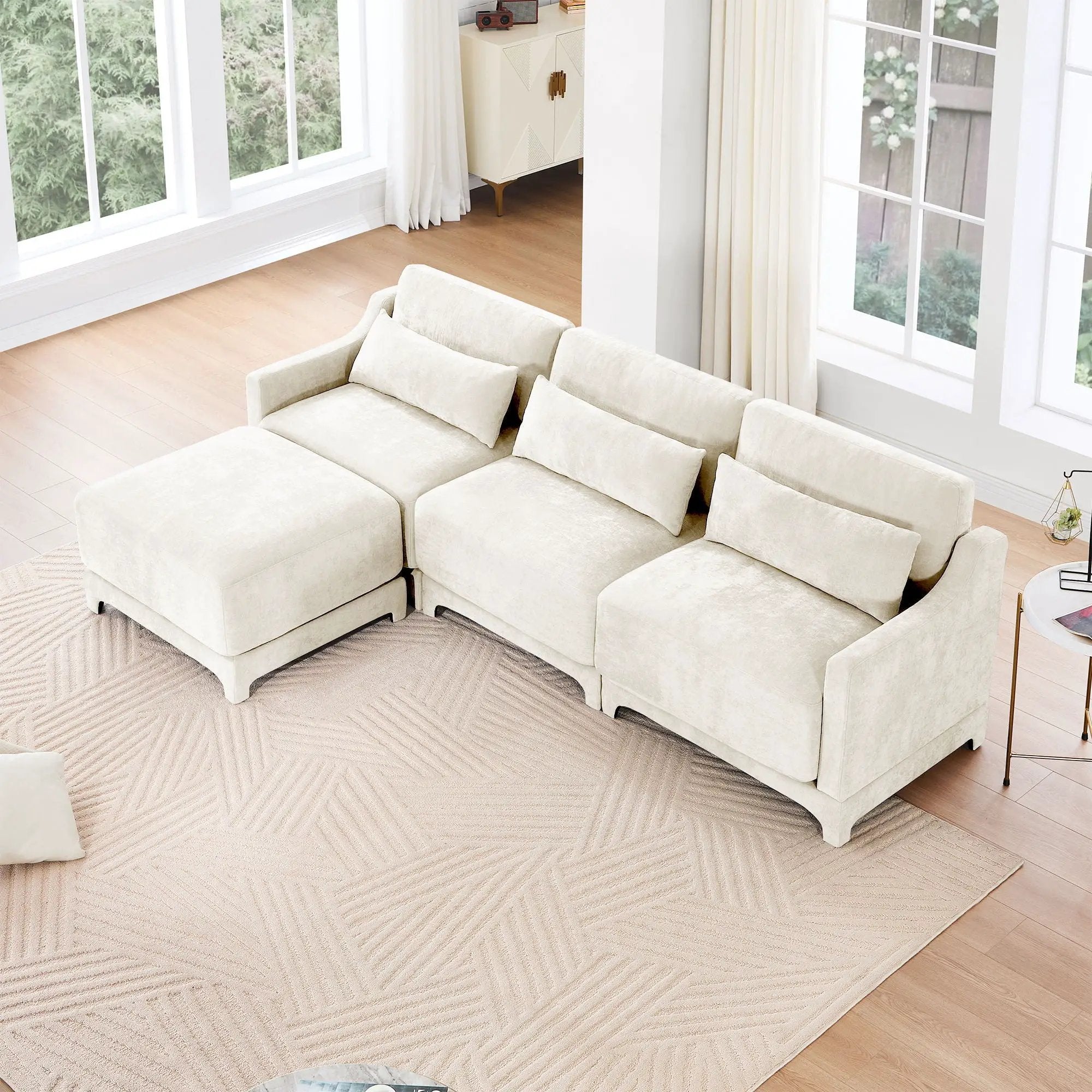 Stylish Sofa With Ottoman And Lumbar Pillows, Ergonomic Design by Unique Piece Furniture