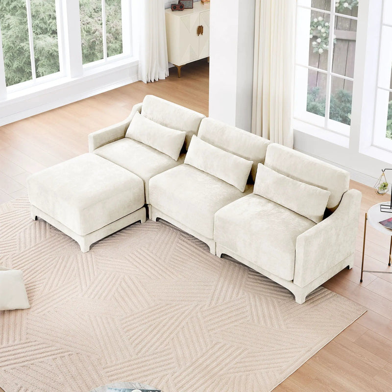 Stylish Sofa With Ottoman And Lumbar Pillows, Ergonomic Design by Unique Piece Furniture