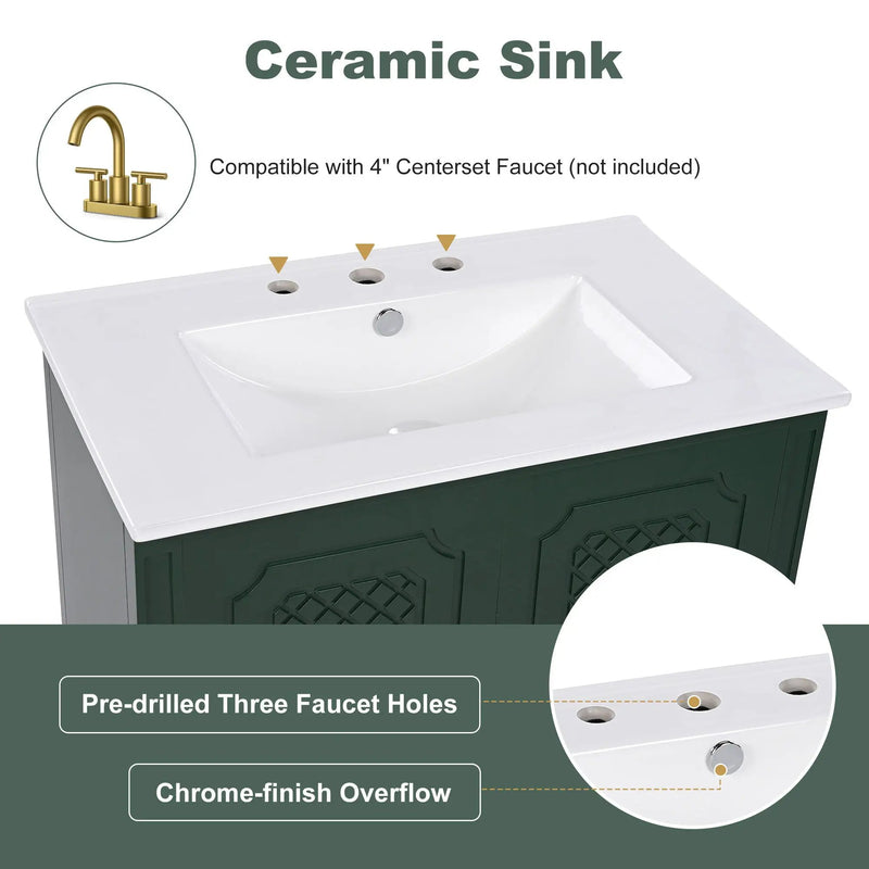 Bathroom Vanity With Sink, Soft Closing Door, Multi Functional Storage by HouseOfZazla