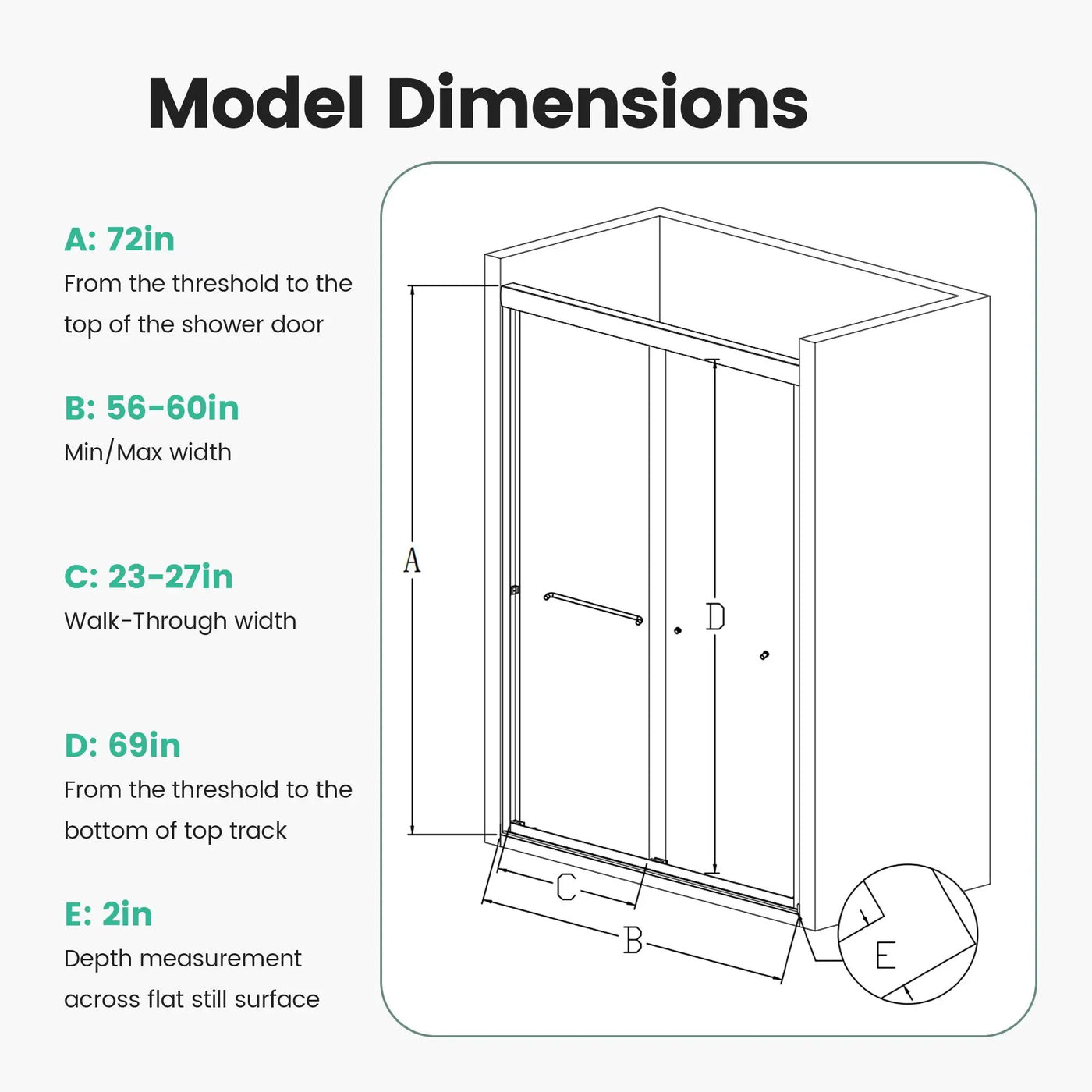 Semi-Frameless Double Sliding Shower Door, Bypass Shower Door, 1 / 4" (6Mm) Thick SGCC Tempered Glass Door by HouseOfZazla