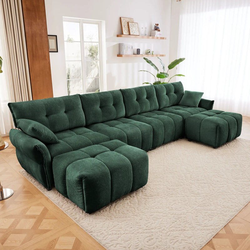 Sofa Set With Ottoman And Pillows, Textured, High Resilience Cushions by Unique Piece Furniture
