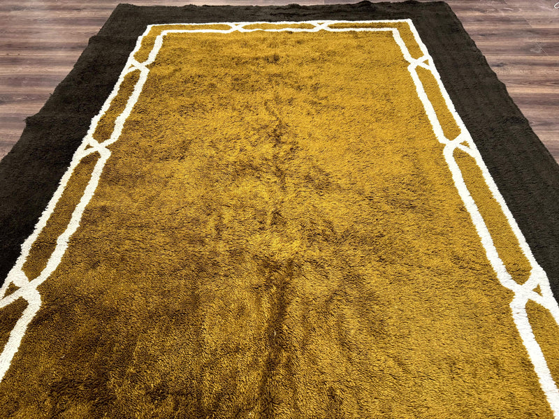 Mid Century Shag Rug 8x11, Large Vintage Shag Rug, Open Field, European Shag Rug by Jewel Rugs
