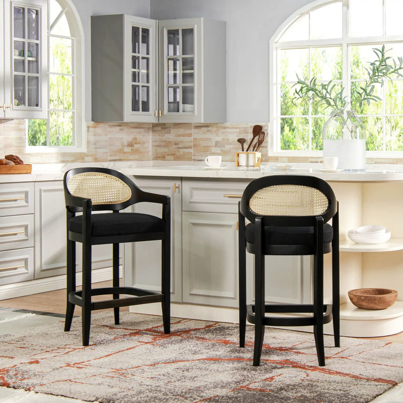 Americana - Mid-Century Modern Cane Back Counter Stool by HouseOfZazla