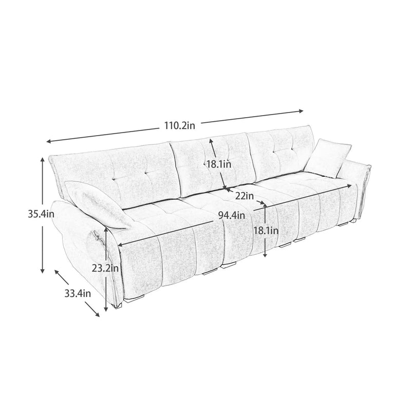 Elegant 3 Seater Sofa Set & Pillows Frame, High Rebound Cushions - Textured Green by HouseOfZazla