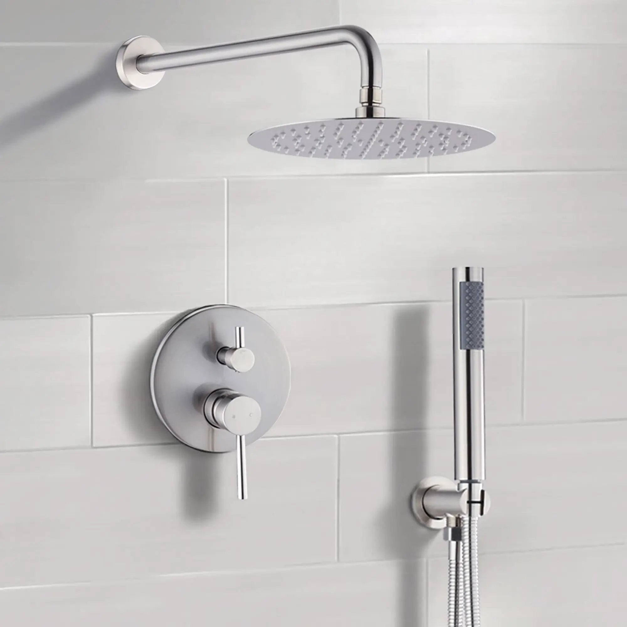 Elegant 10" Round Rain Shower Head And Handheld Set With Adjustable Tilt And Dual Modes by HouseOfZazla