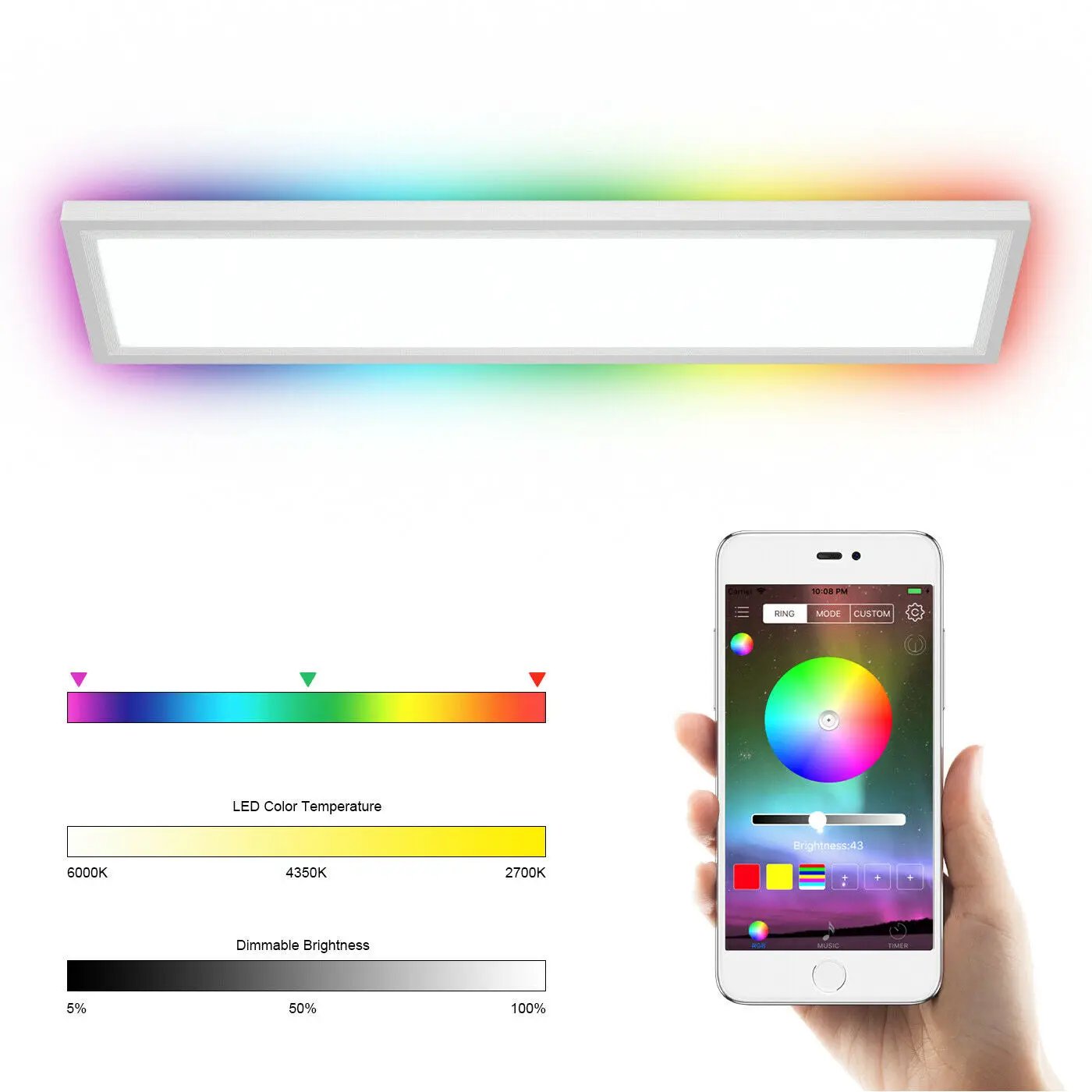 18W RGB LED Ceiling Light with Remote Control by DirectDeals