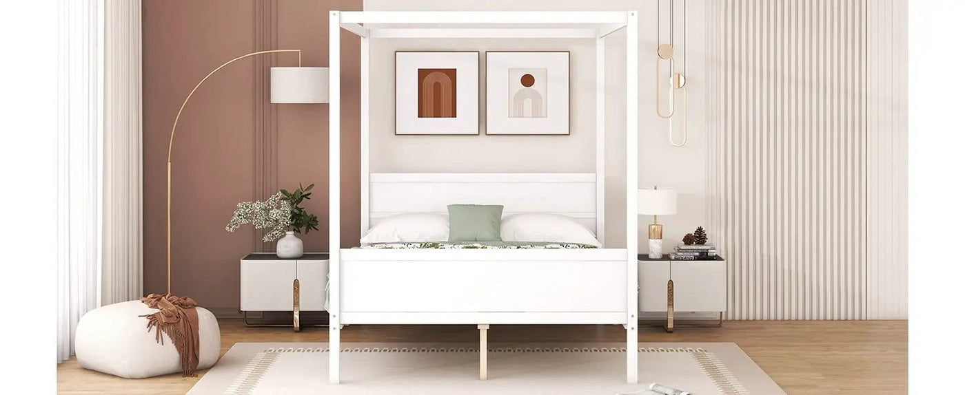 Canopy Platform Bed With Headboard And Footboard, Slat Support Leg by HouseOfZazla