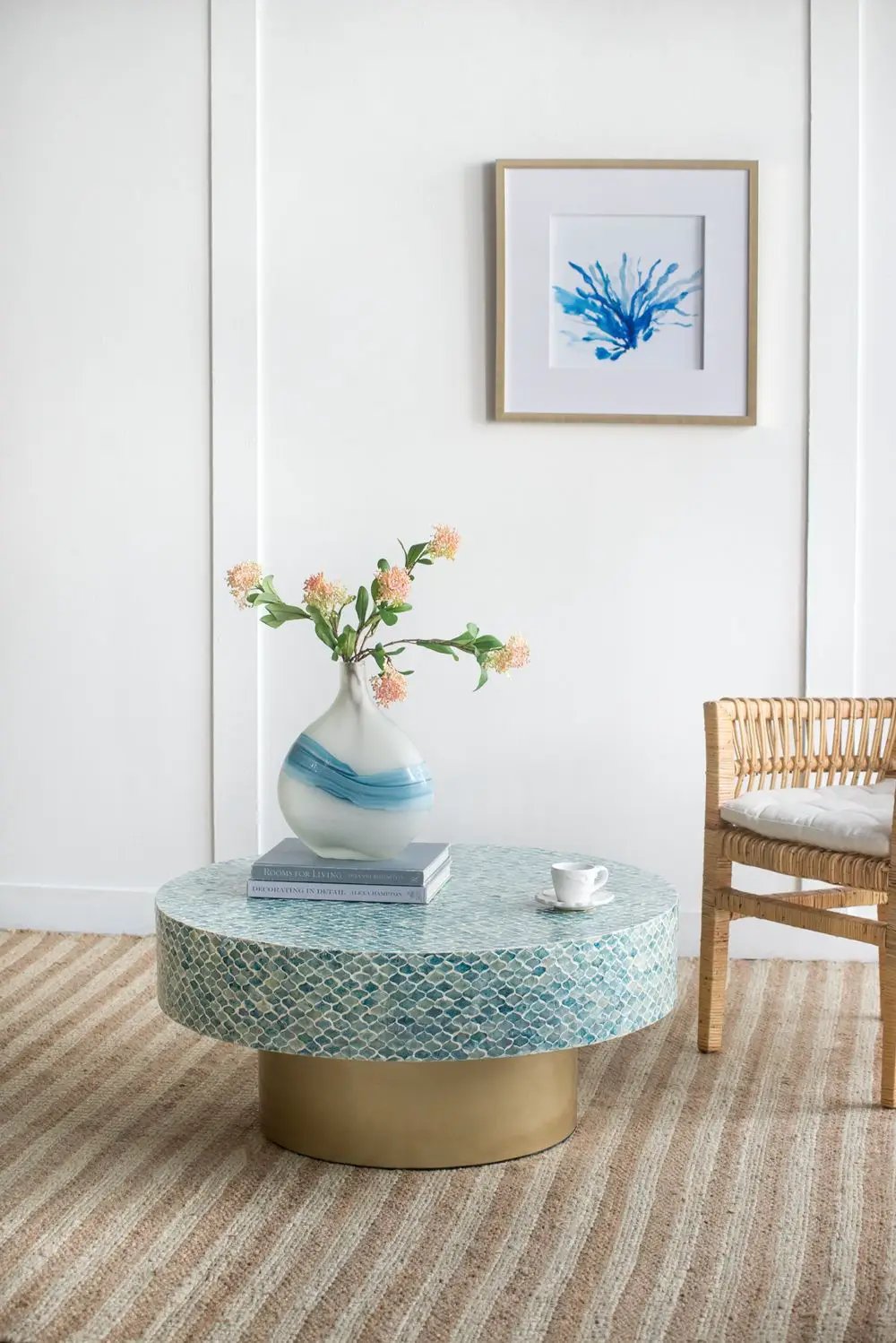 Unique Capiz Coffee Table & Pedestal Base by HouseOfZazla