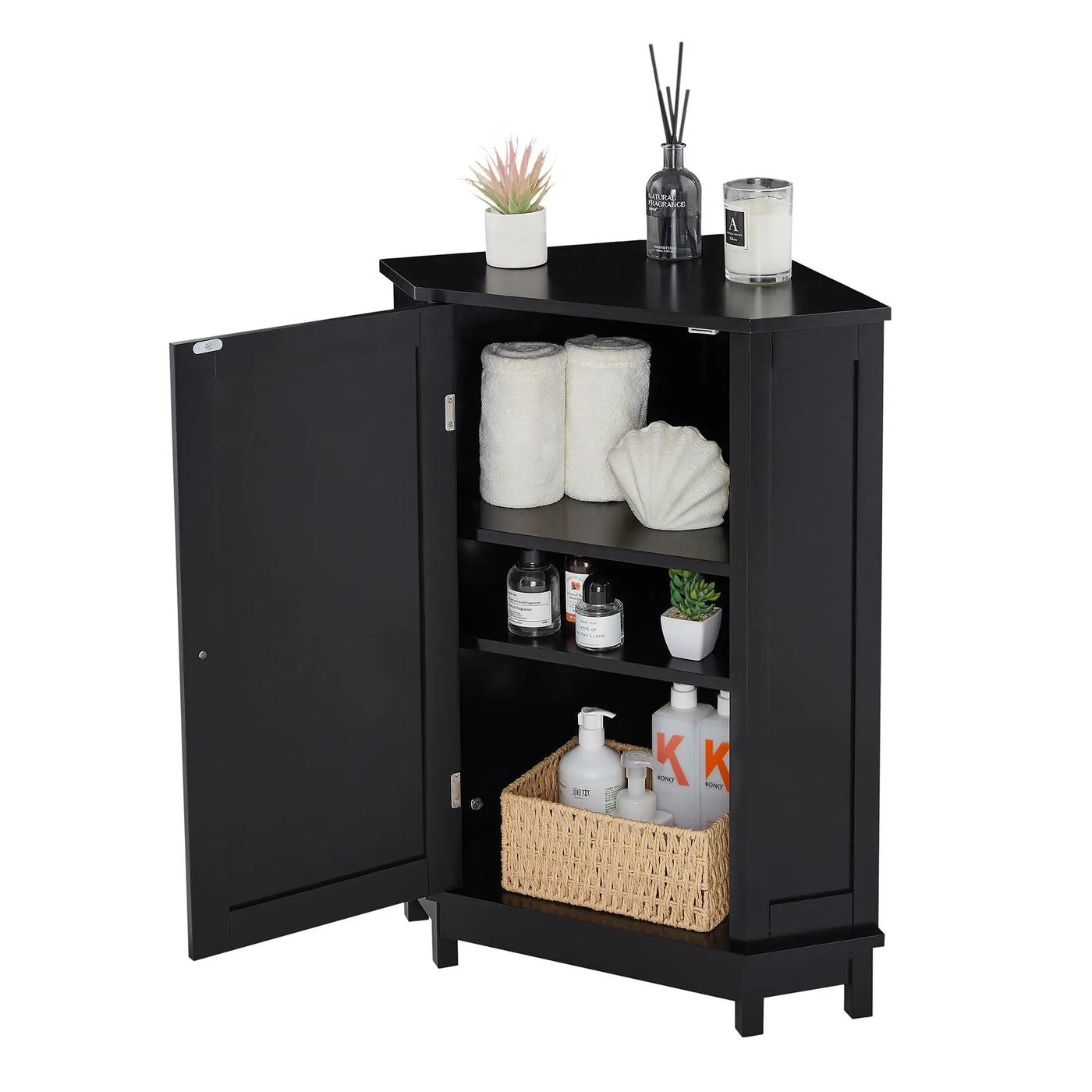 Bathroom Cabinet Triangle Corner Storage Cabinet With Adjustable Shelf Modern Style by HouseOfZazla