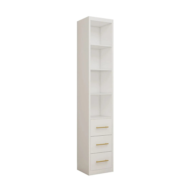 Tall Storage Cabinet With 3 Drawers For Bedroom - White