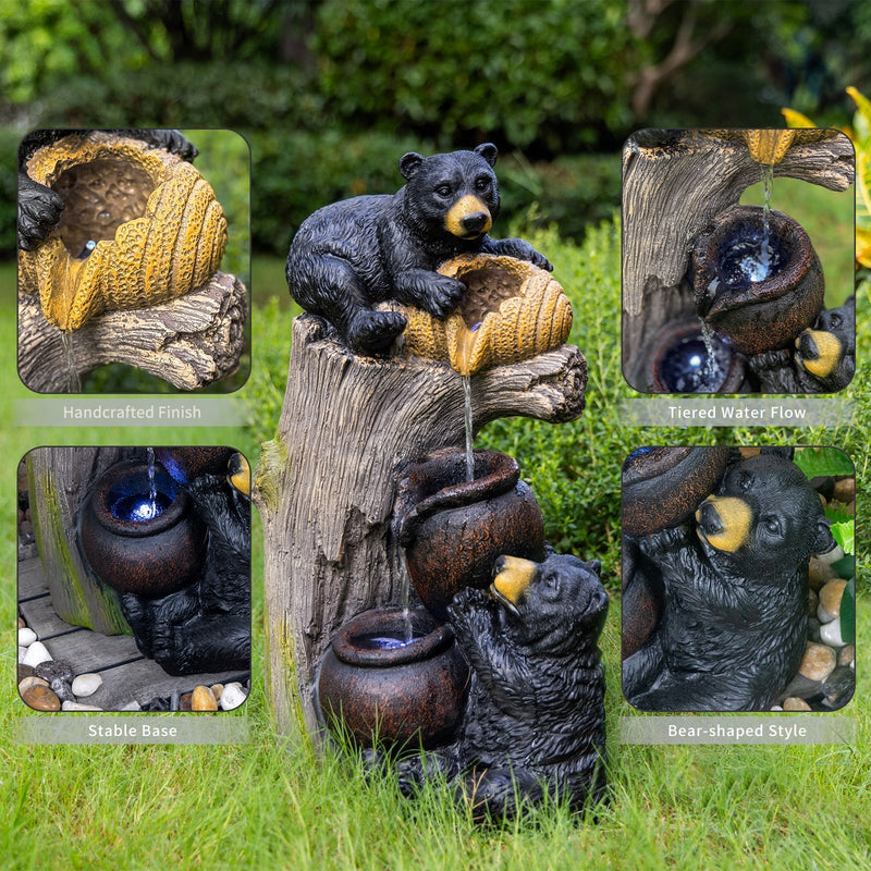 Bear Outdoor Water Fountain with LED Lights by HouseOfZazla