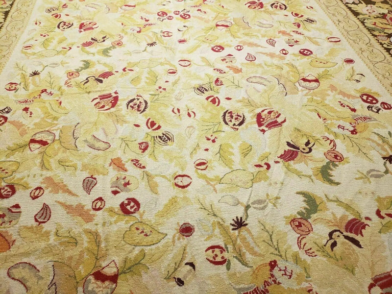 9' X 11' Handmade Chinese Needlepoint Wool Floral Rug Carpet Rose Garden Chic by Jewel Rugs
