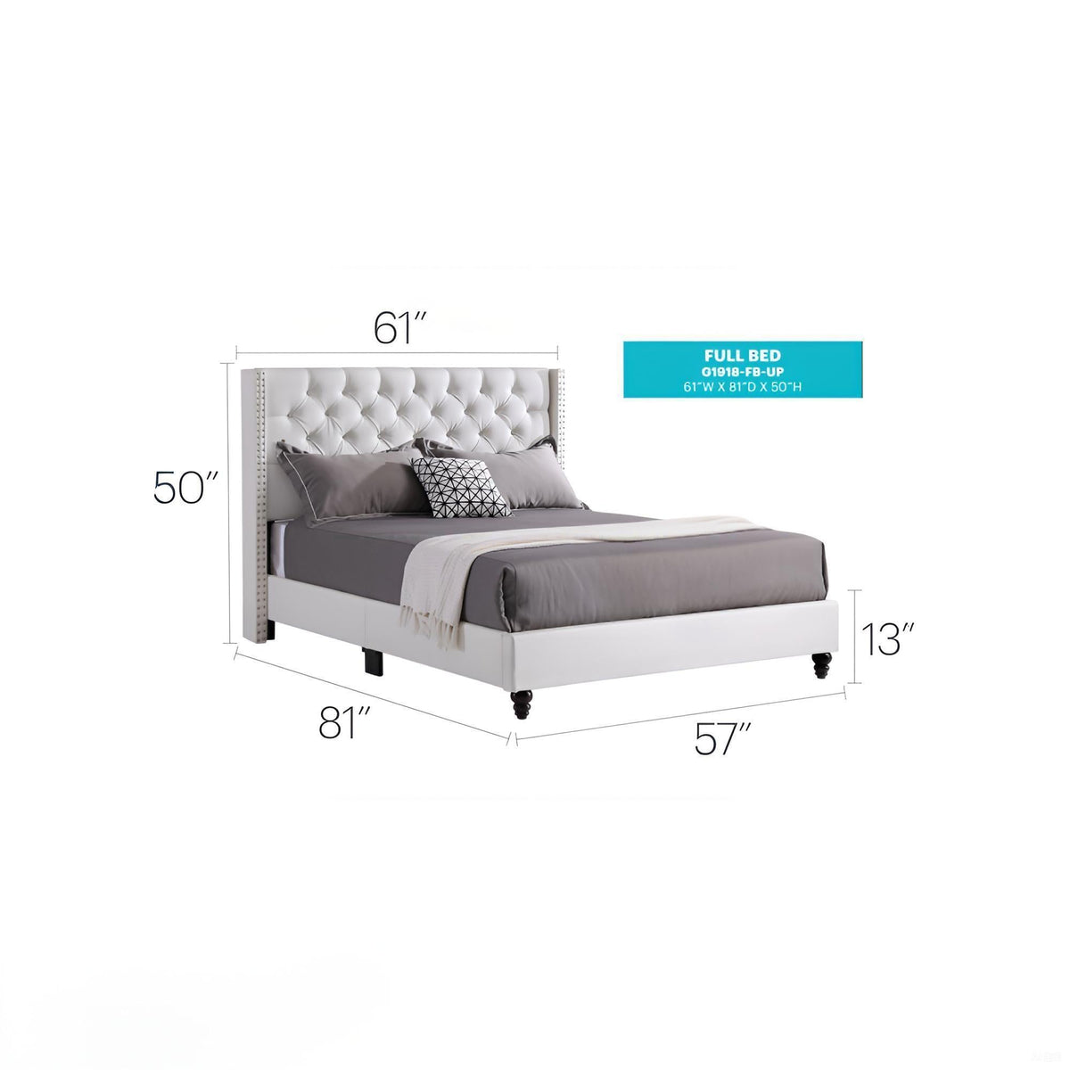 Upholstered Nailhead Trim Chic Bed, photo 38 of 40
