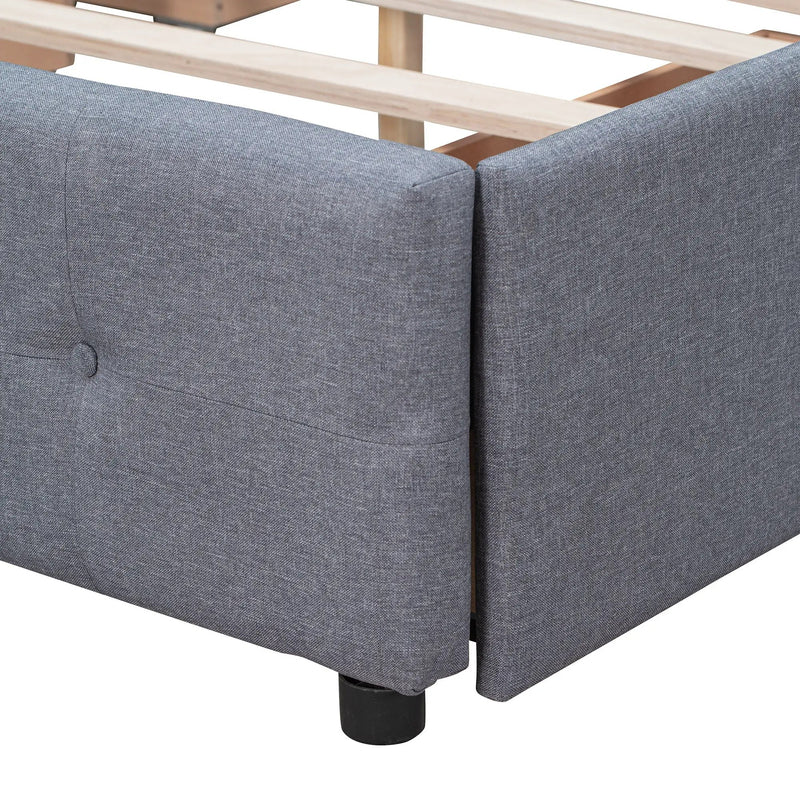 Upholstered Platform Bed With Classic Headboard And Drawers, No Box Spring Needed by HouseOfZazla