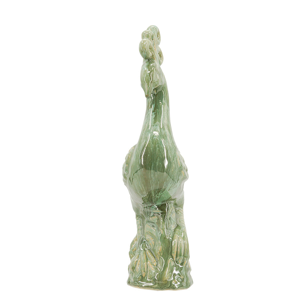 Ceramic Peacock Sculpture with Lustrous Glaze - 14 Inch, photo 4 of 8