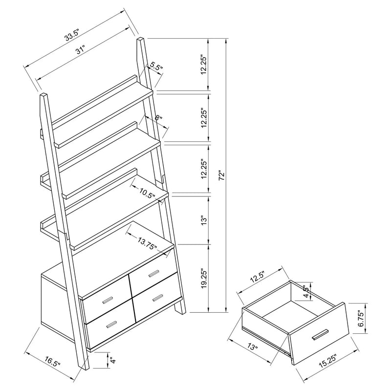 Colella 72-inch 5-shelf Storage Ladder Bookshelf Cappuccino by Unique Piece Furniture