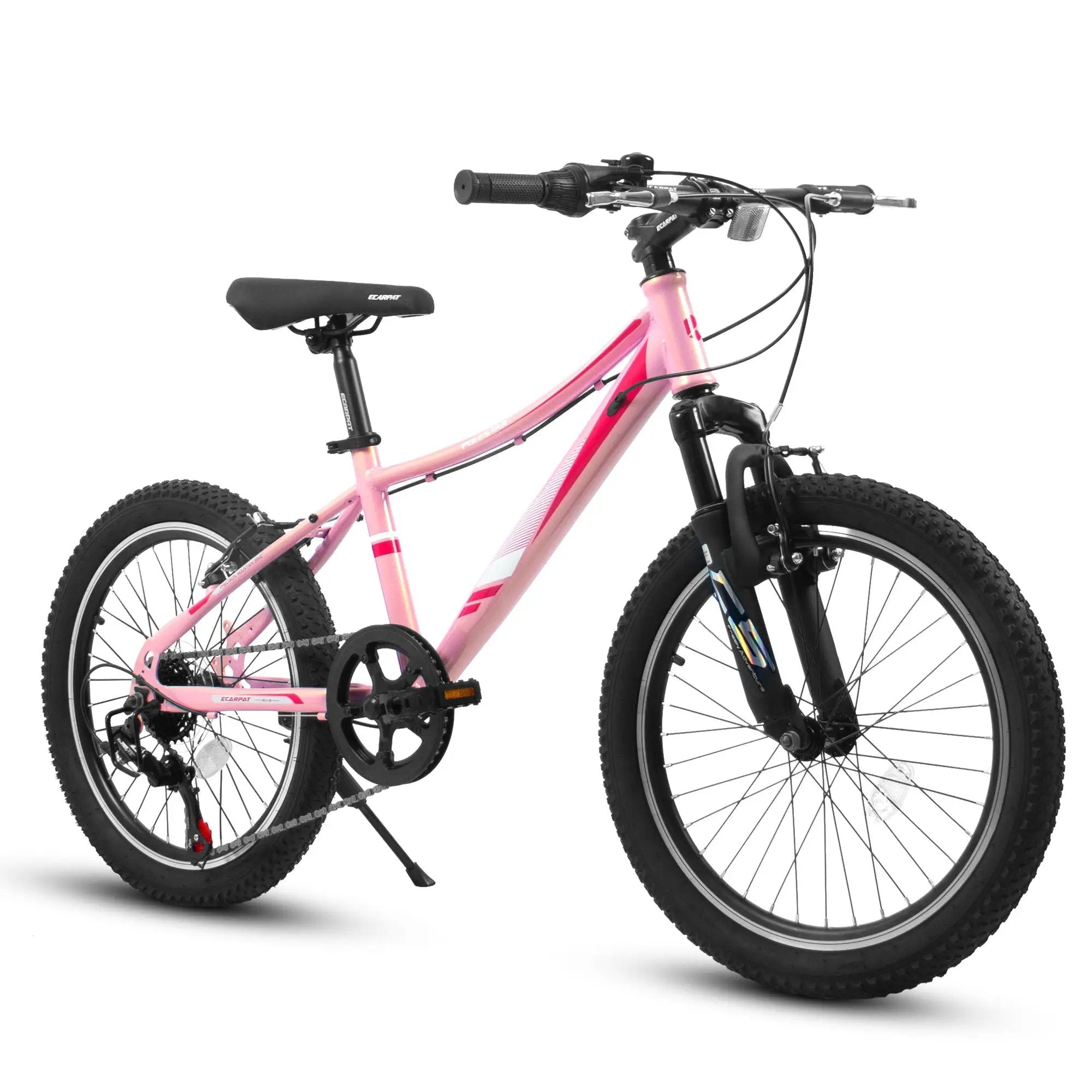 20" Children's Bicycle Shock Absorbing Front Fork 7 Speed V Brakes Mountain Tire Boys And Girls Kids Bike For Outdoor Adventure - Pink by HouseOfZazla