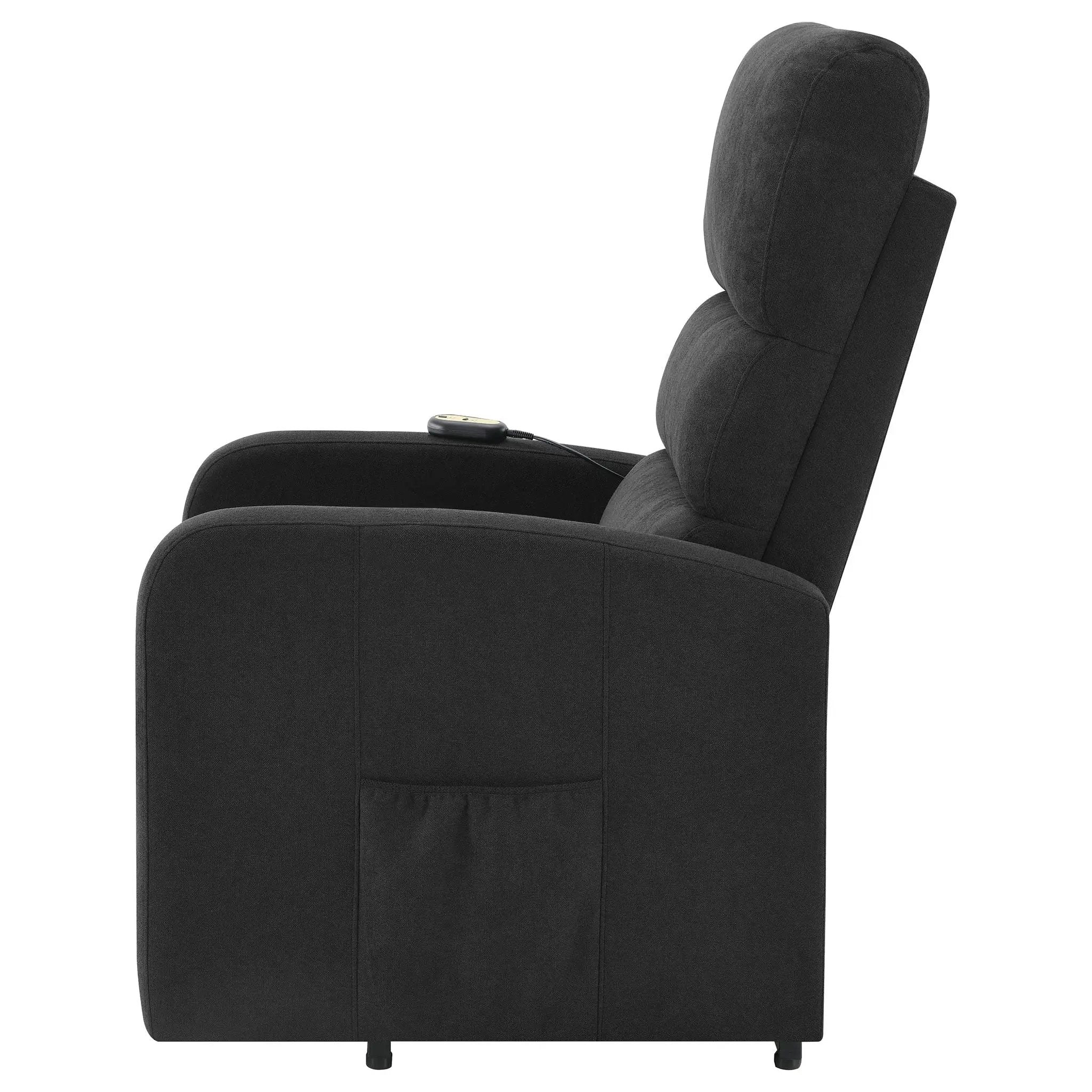 Royston - Upholstered Power Lift Recliner With Remote Comfort - Black by Unique Piece Furniture