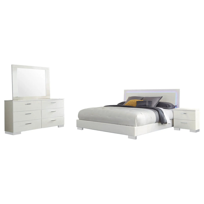 Felicity 4-piece California King Bedroom Set White Gloss by Unique Piece Furniture