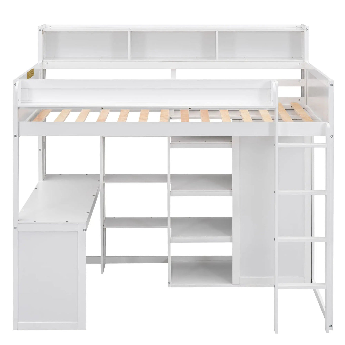 Loft Bed With Built In Desk, Storage Shelves, And Wardrobe by HouseOfZazla