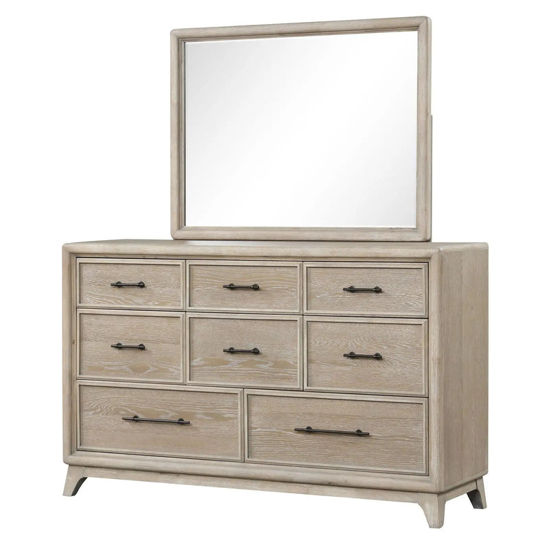 8 Drawers Dresser With Mirror, Bedroom Furniture - Oak by Unique Piece Furniture