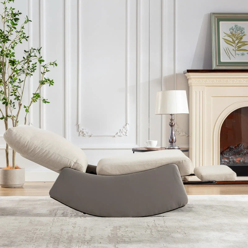 Modern Rocking Chair Recliner, Comfy Rocker Nursery Chair With Footrest, Accent Reading Chair, Upholstered Lounge Chair For Relaxing, Resting, Soft Padded Rocker For Indoor Living Room Bedroom by HouseOfZazla