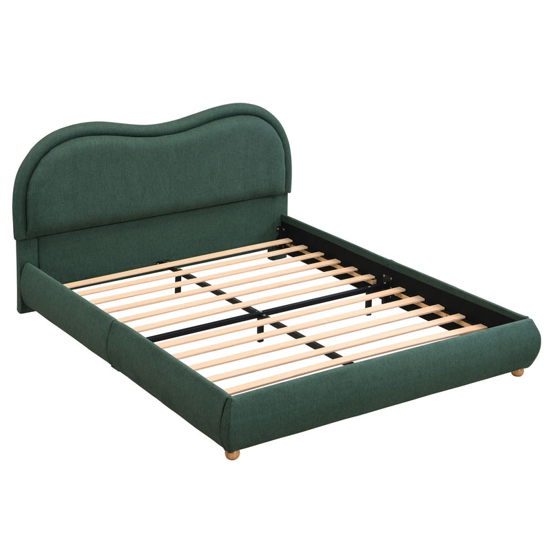 Upholstered Platform Bed Frame With Curved Headboard by HouseOfZazla