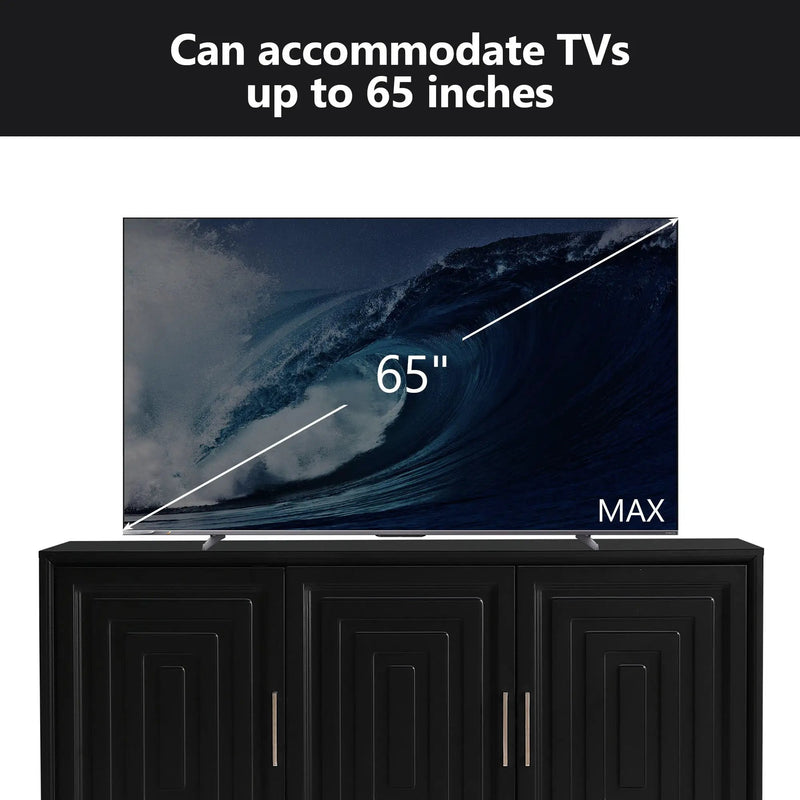 TV Stand For TVs Up To 65", Modern Entertainment Center Media Console Cabinet With 2 Spacious Storage Space, Solid Wood Legs For Living Room by HouseOfZazla