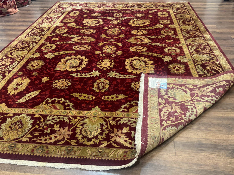 Indo Mahal Rug 9x12, Allover Pattern, Dark Red, Traditional Wool Area Rug by Jewel Rugs