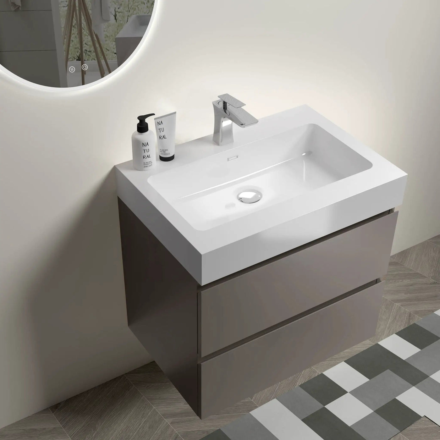 Alice - Bathroom Vanity With Sink, Large Storage Wall Mounted Floating Bathroom Vanity For Modern Bathroom, One-Piece Sink Basin Without Drain And Faucet by HouseOfZazla
