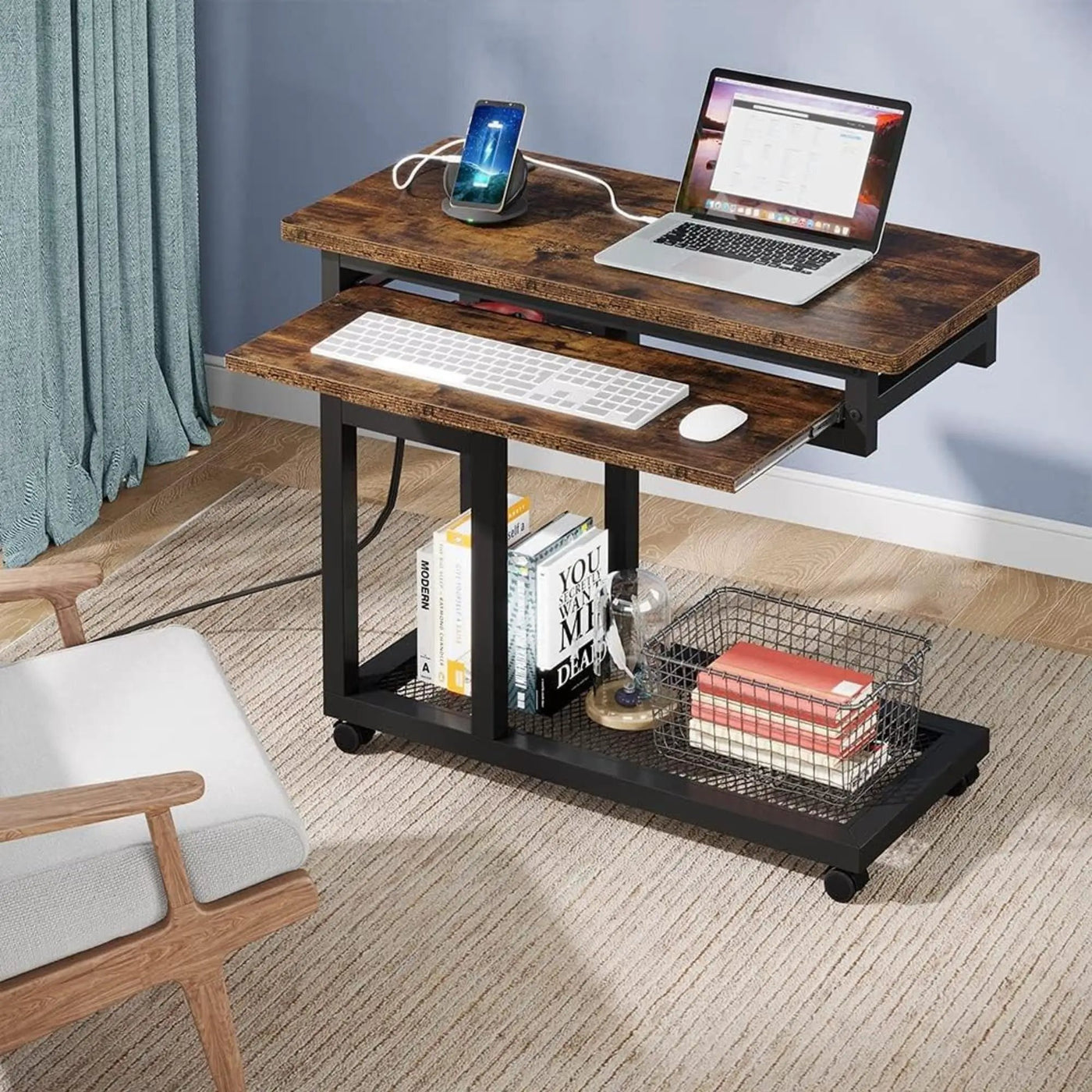 Adjustable Portable C-Shaped Desk With Power Outlet & USB Ports by HouseOfZazla