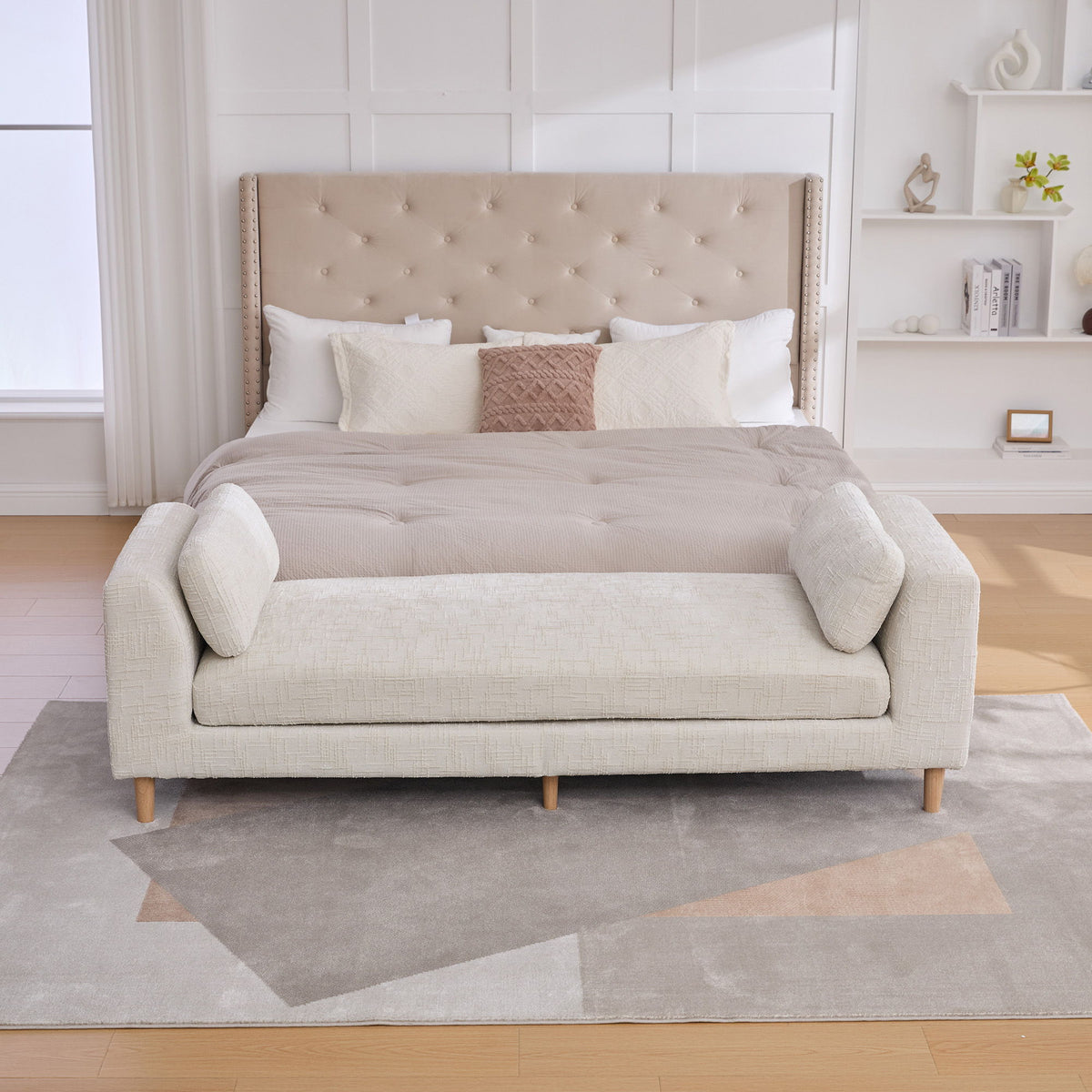 Modern Upholstered End Of Bed Bench With Armrests, photo 13 of 19