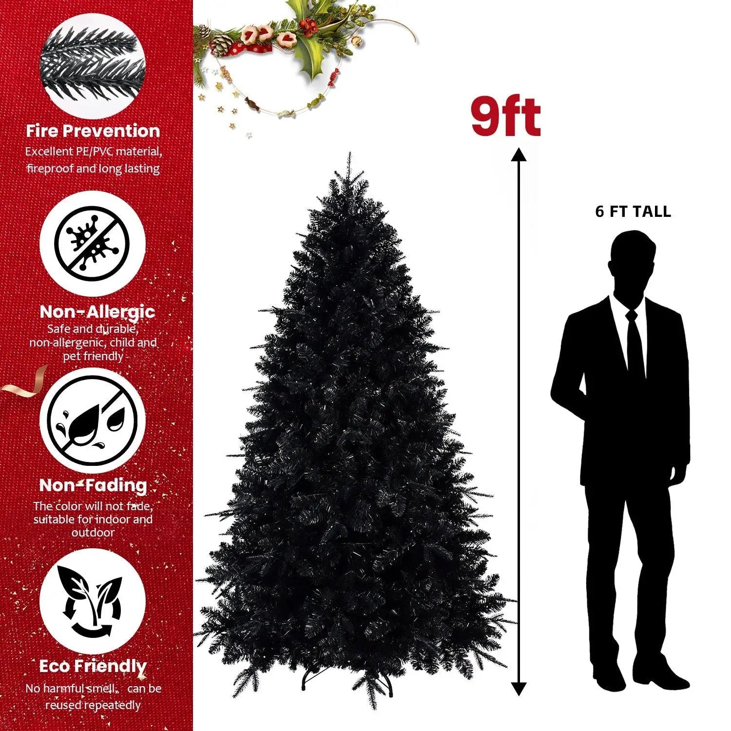 The 6-Foot Pre-Lit Black Christmas Tree by HouseOfZazla